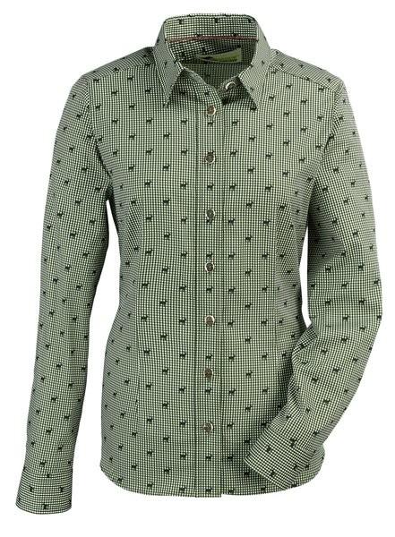 Skogen Langarm-Damenbluse Hirsch kariert