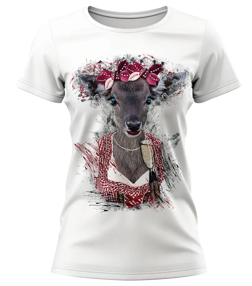 Almtracht Damen T-Shirt Lucy Hirsch Motiv