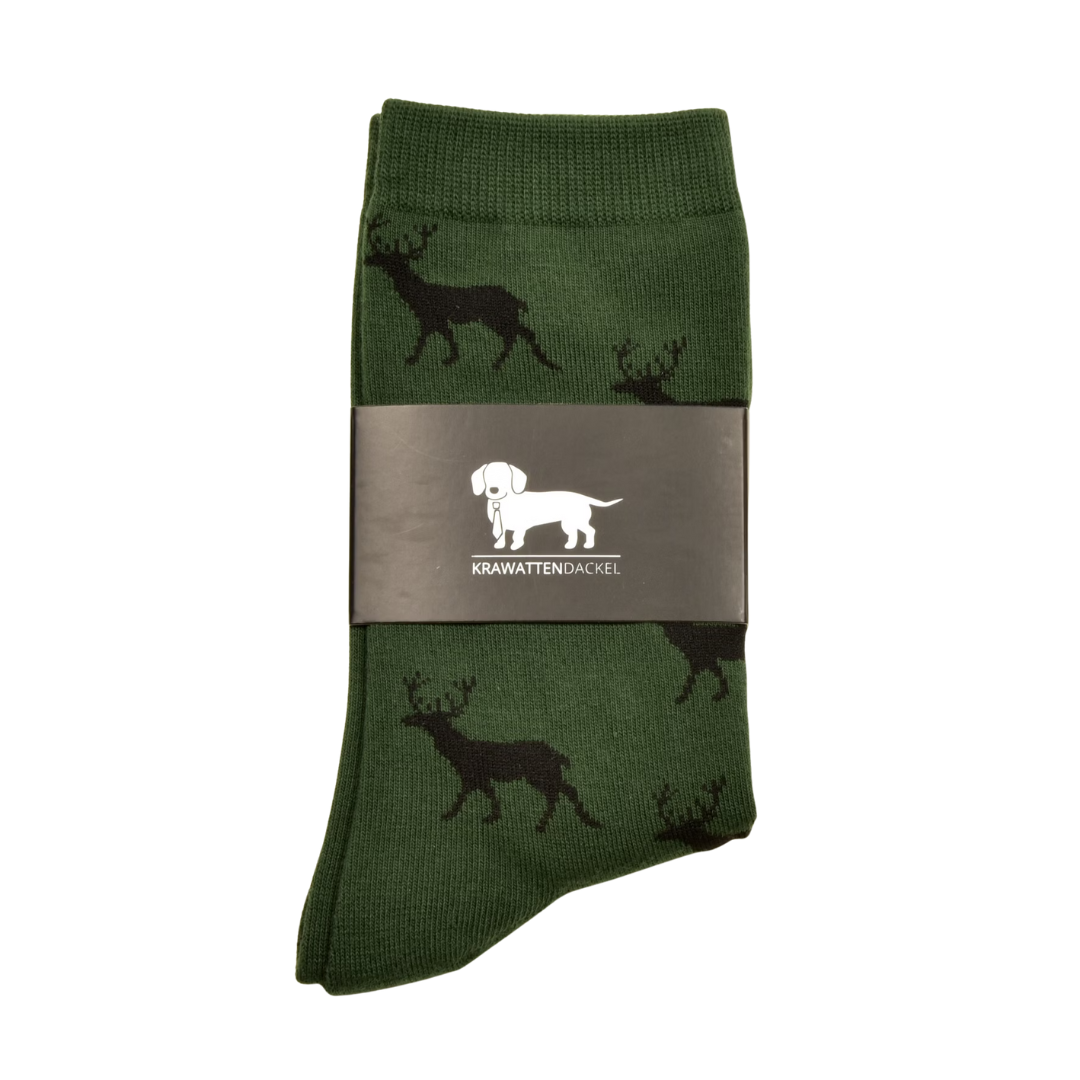 Krawattendackel Socken Hirsch Gruen-Schwarz