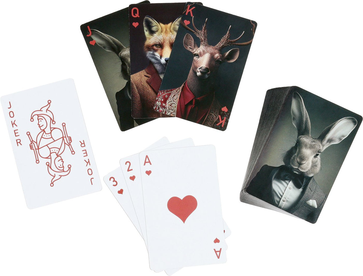 Kartenspiel mit TIermotiven, Hase, Hirsc