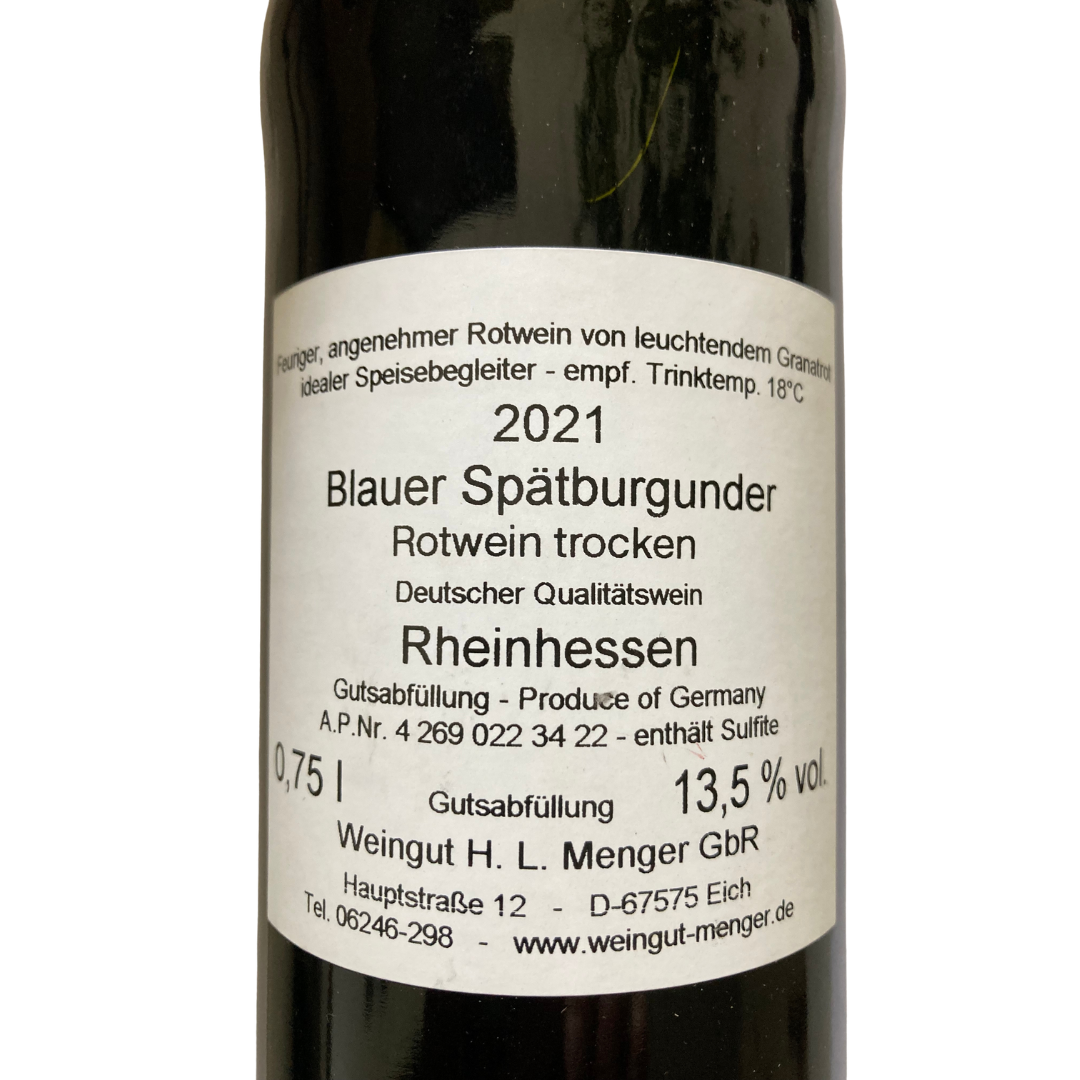 Blauer Spätburgunder Rotwein | Trocken Jahrgang 2021