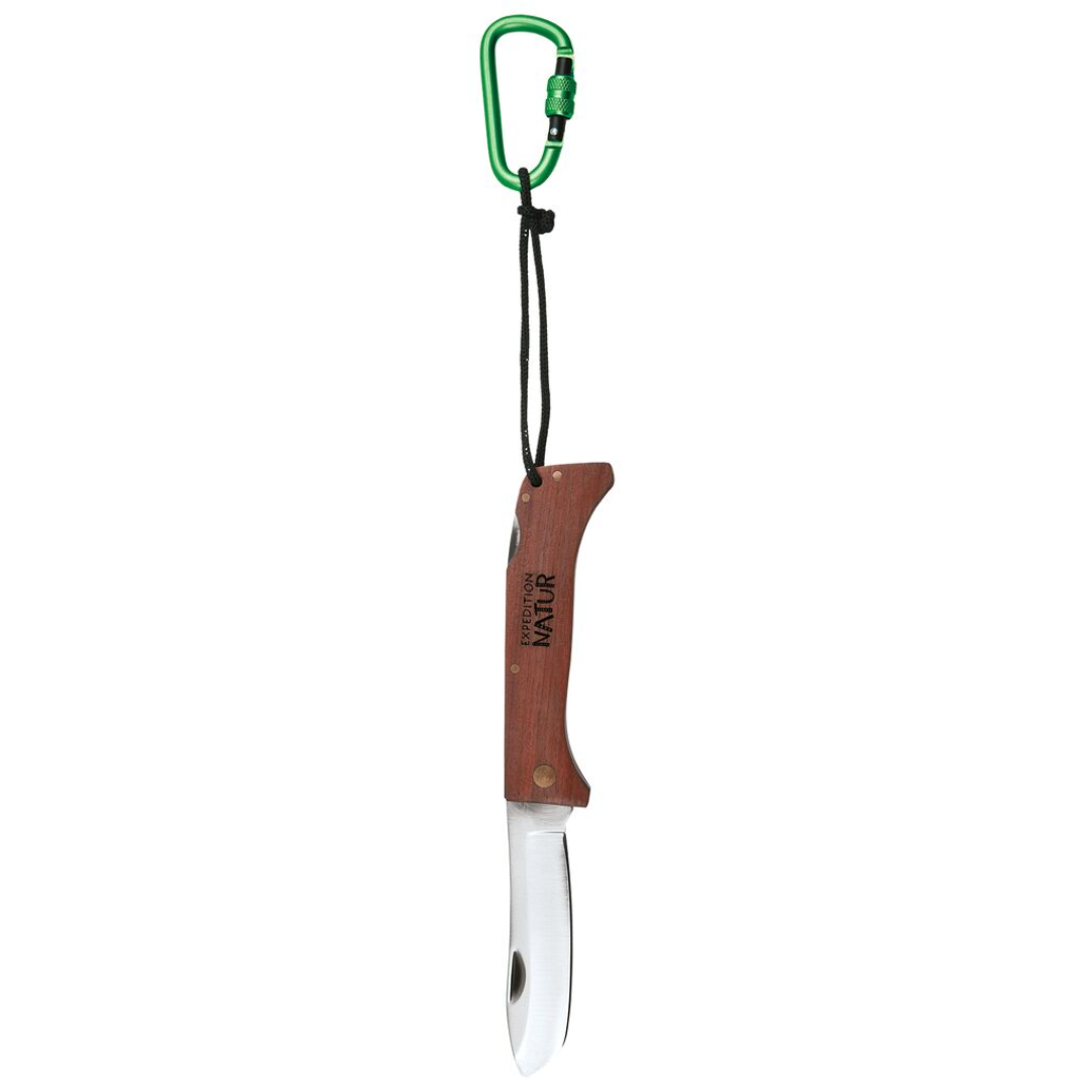 Expedition Natur Klappbares Schnitzmesser mit Holzgriff und Karabiner