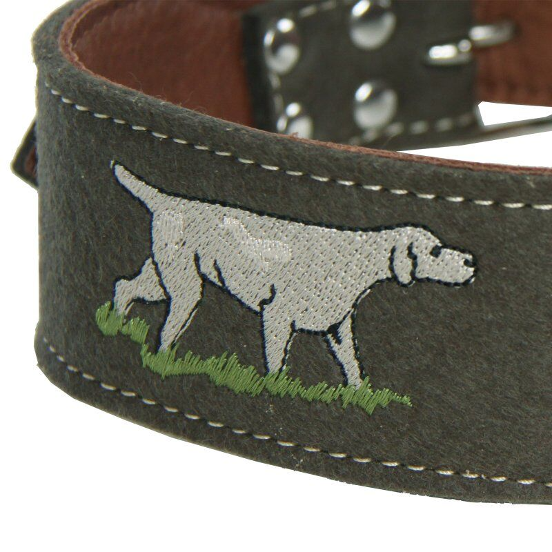 Halsband aus Yakleder mit Filz - Stickerei
