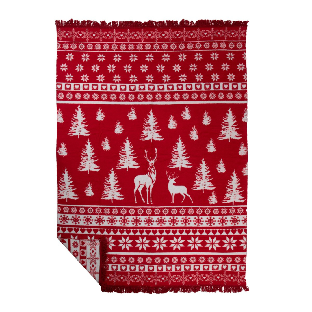 Kuscheldecke Hirsch "Nordic Red"