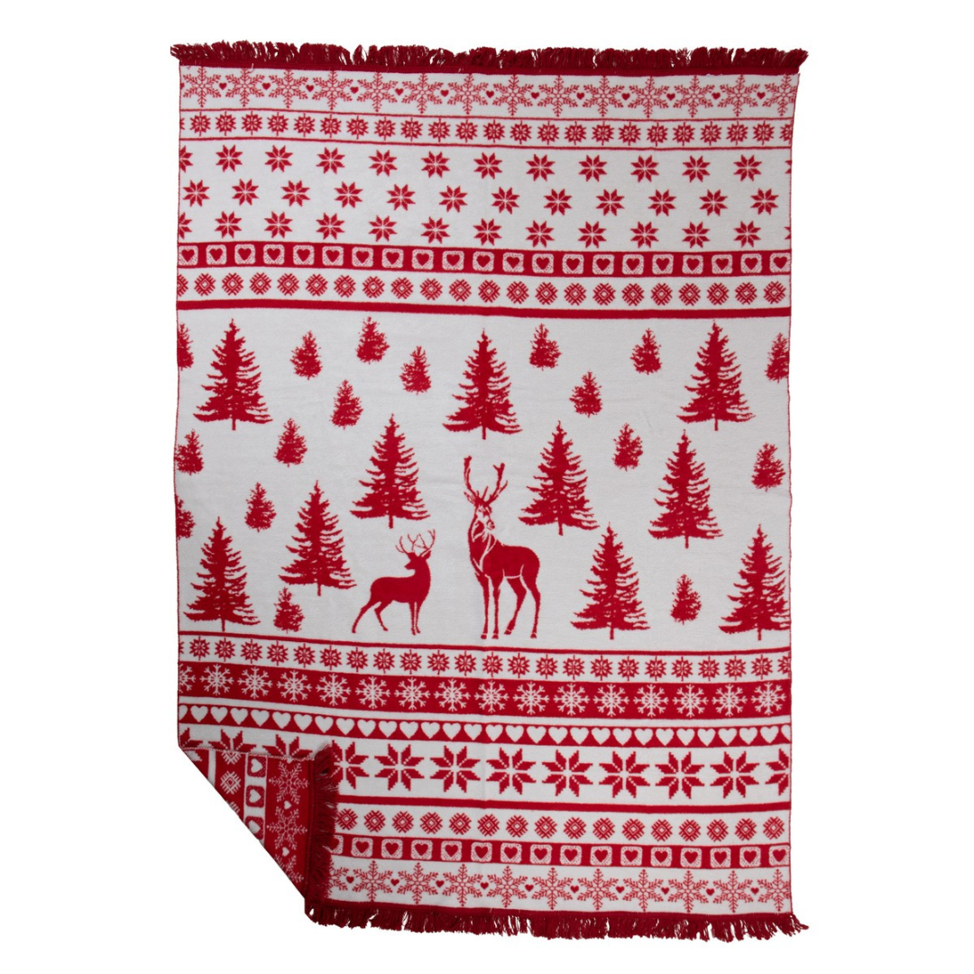 Kuscheldecke Hirsch "Nordic Red"