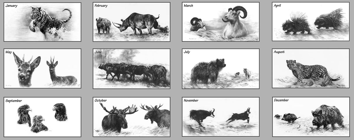 wildlife art ewiger kalender lakomy