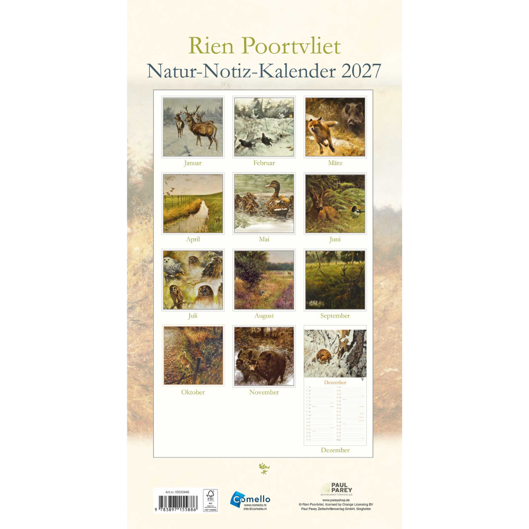 Rien Poortvliets Natur-Notiz-Kalender 2027 - Rückseite