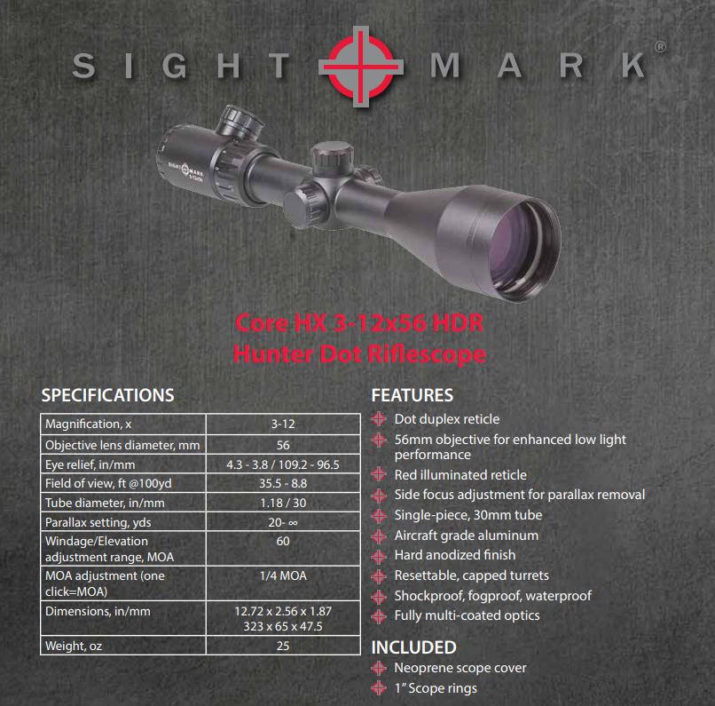 Sightmark Core HX 3-12x56 HDR