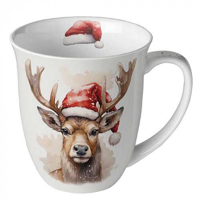 keramiktasse mit hirschmotiv weihnachten