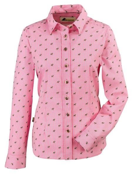 Skogen Langarm-Damenbluse Hirsch kariert