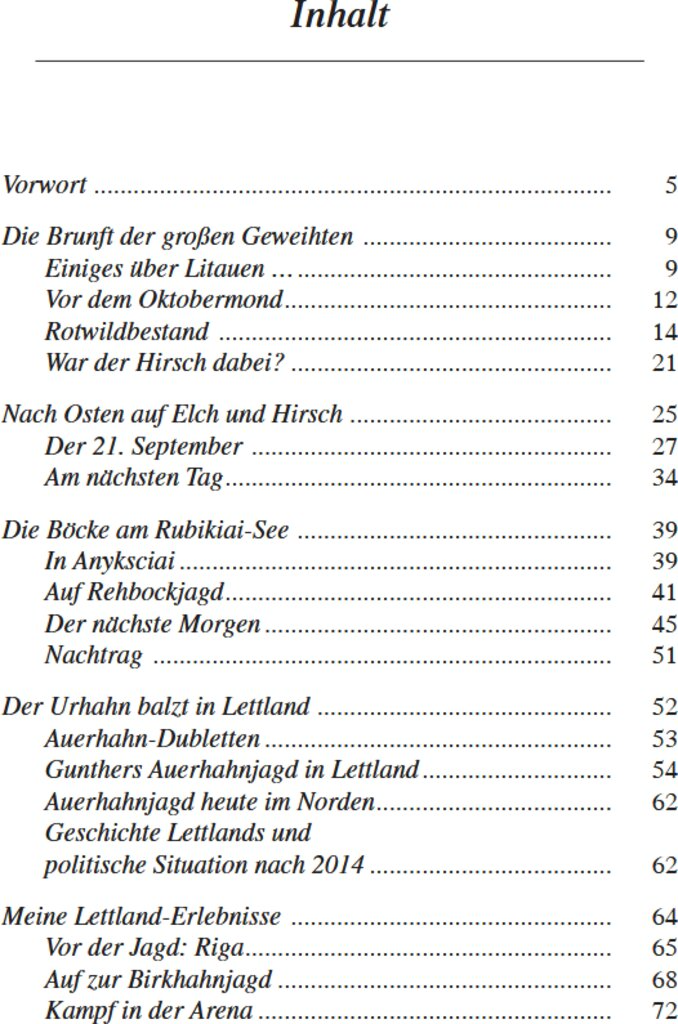 Weidwerk im Baltikum und in heimischen Revieren - Inhalt
