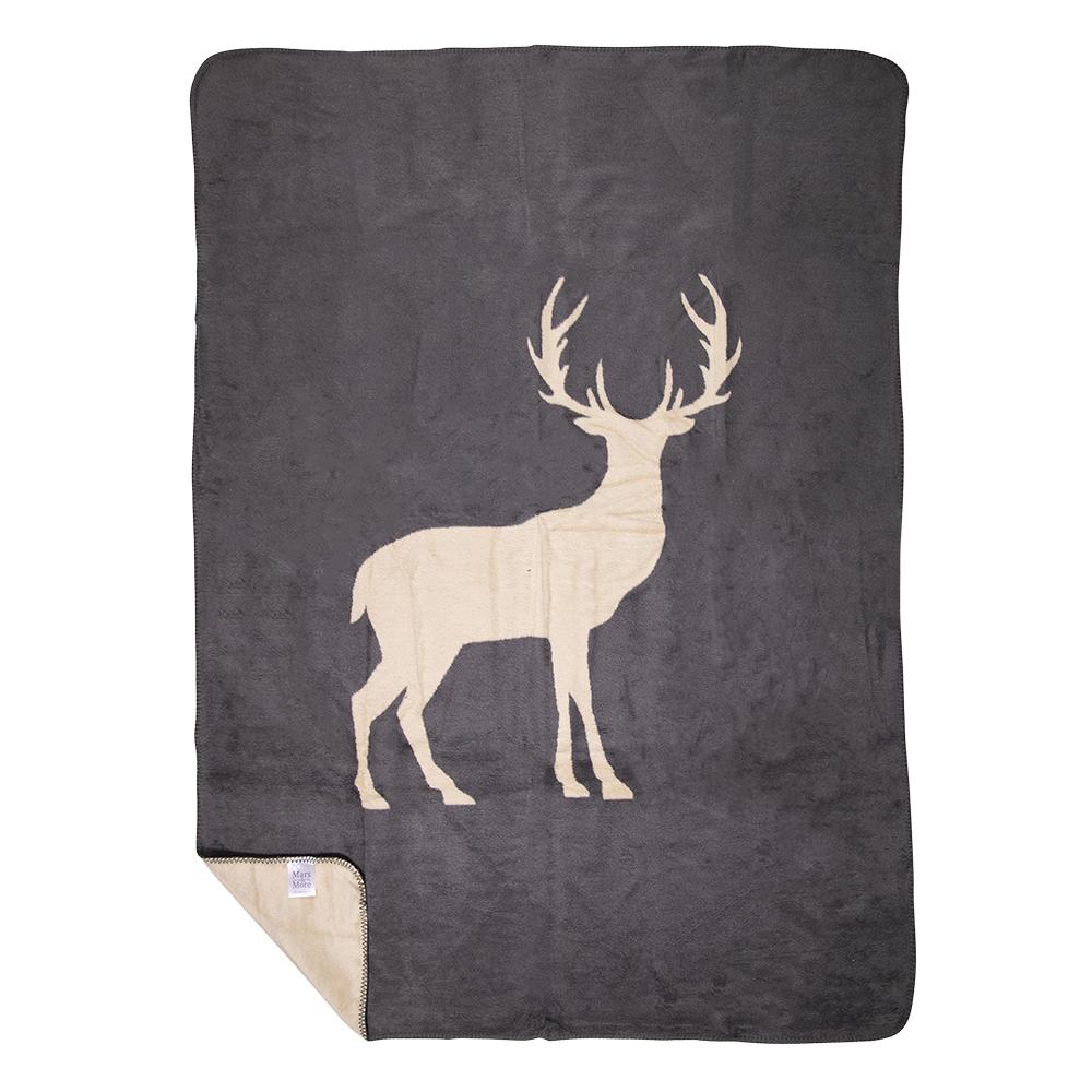 Baumwoldecke mit Hirsch, Grau