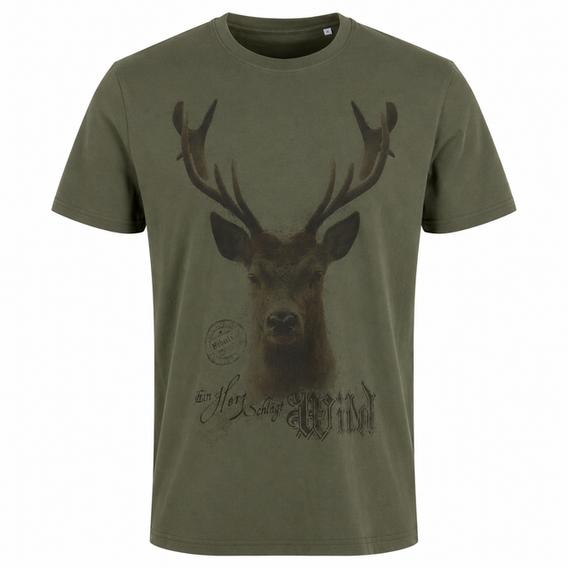 Almtracht T-Shirt Hirsch - Mein Herz schlägt Wild - Hirsch-Motiv