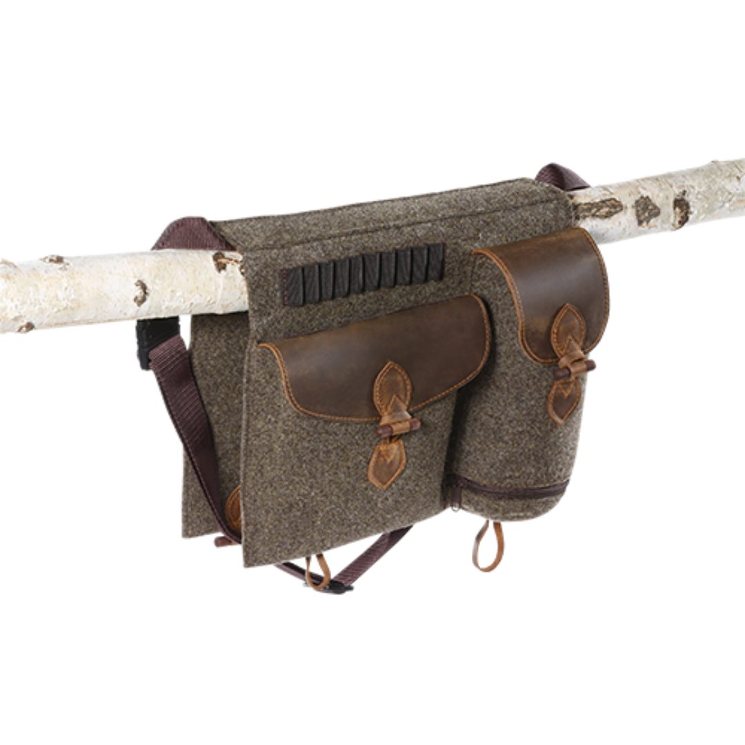 Ansitztasche aus Wollfilz mit Leder 