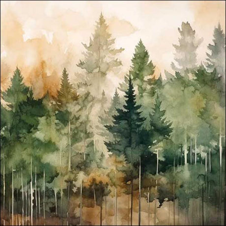Servietten mit grünem Tannenwald-Motiv