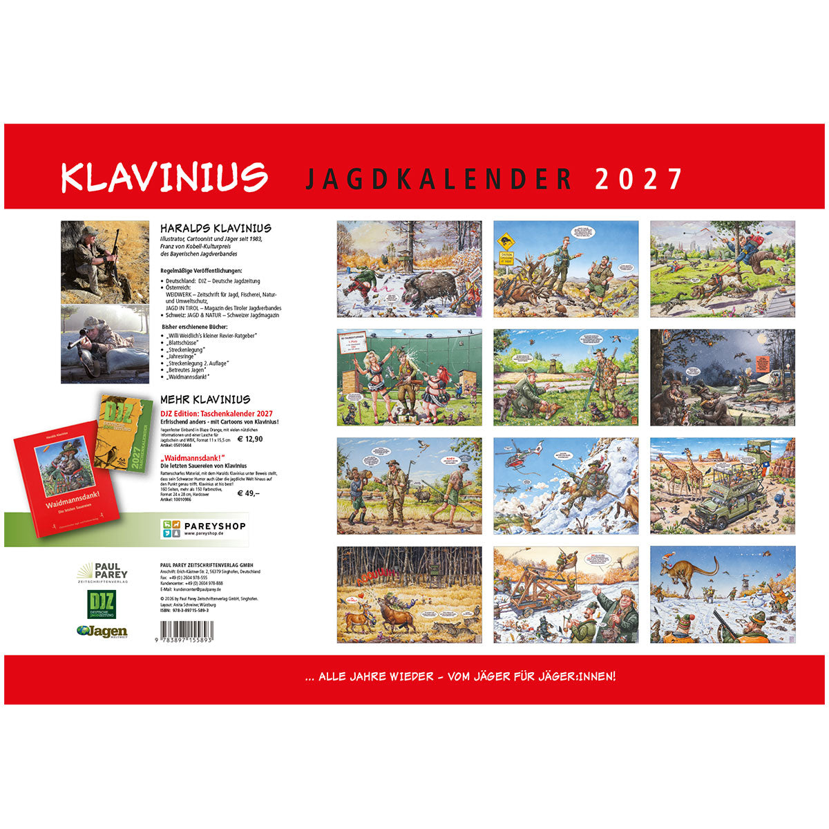 Haralds Klavinius Jagdkalender 2027 - Rückseite
