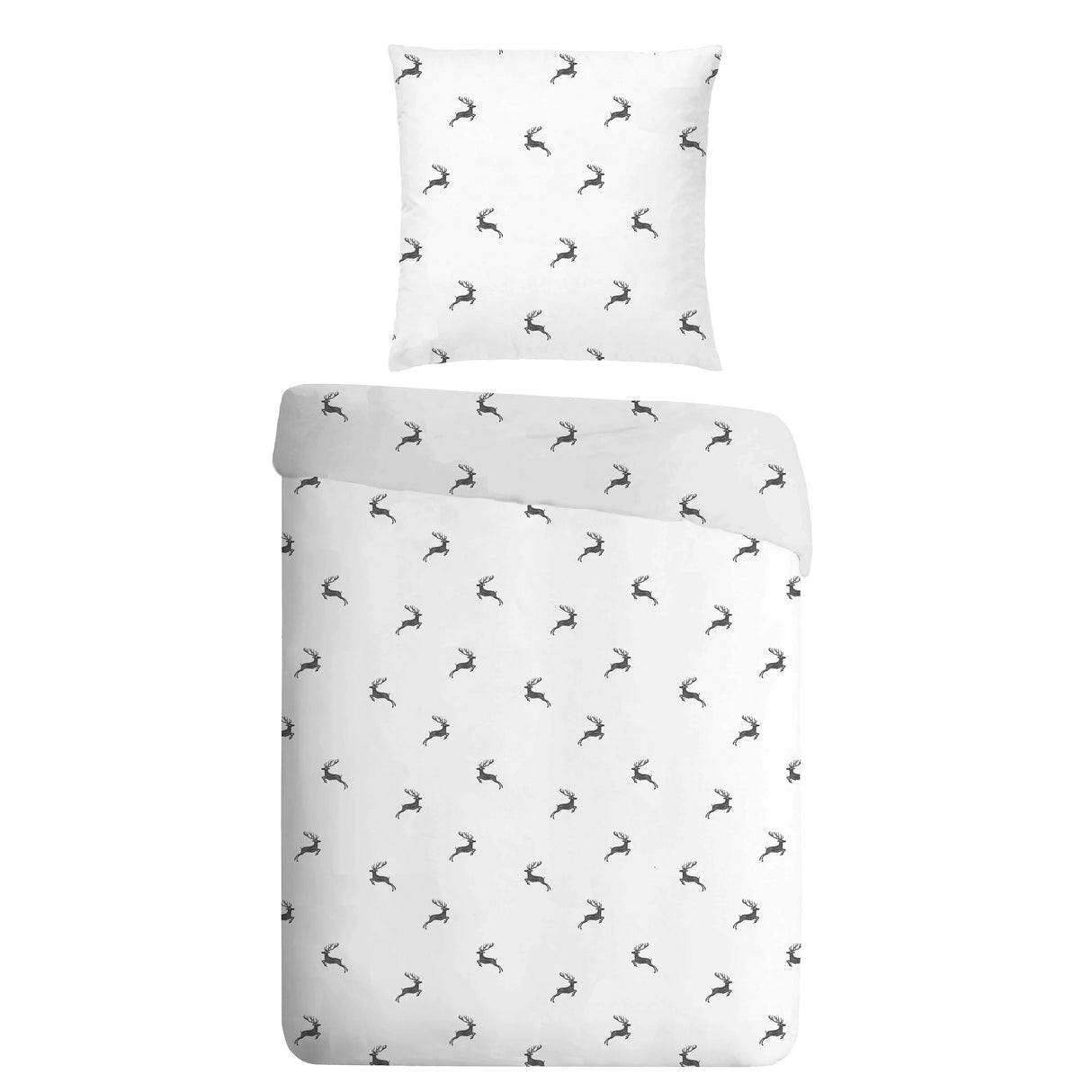 Bettwaesche Hirsch weiss/grau