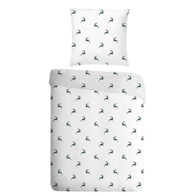 Bettwaesche Hirsch weiss/gruen