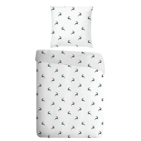 Bettwaesche Hirsch weiss/gruen