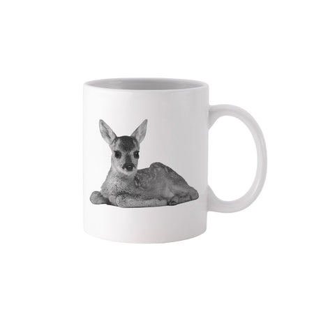 Keramiktasse Rehkitz, schwarz-weiß
