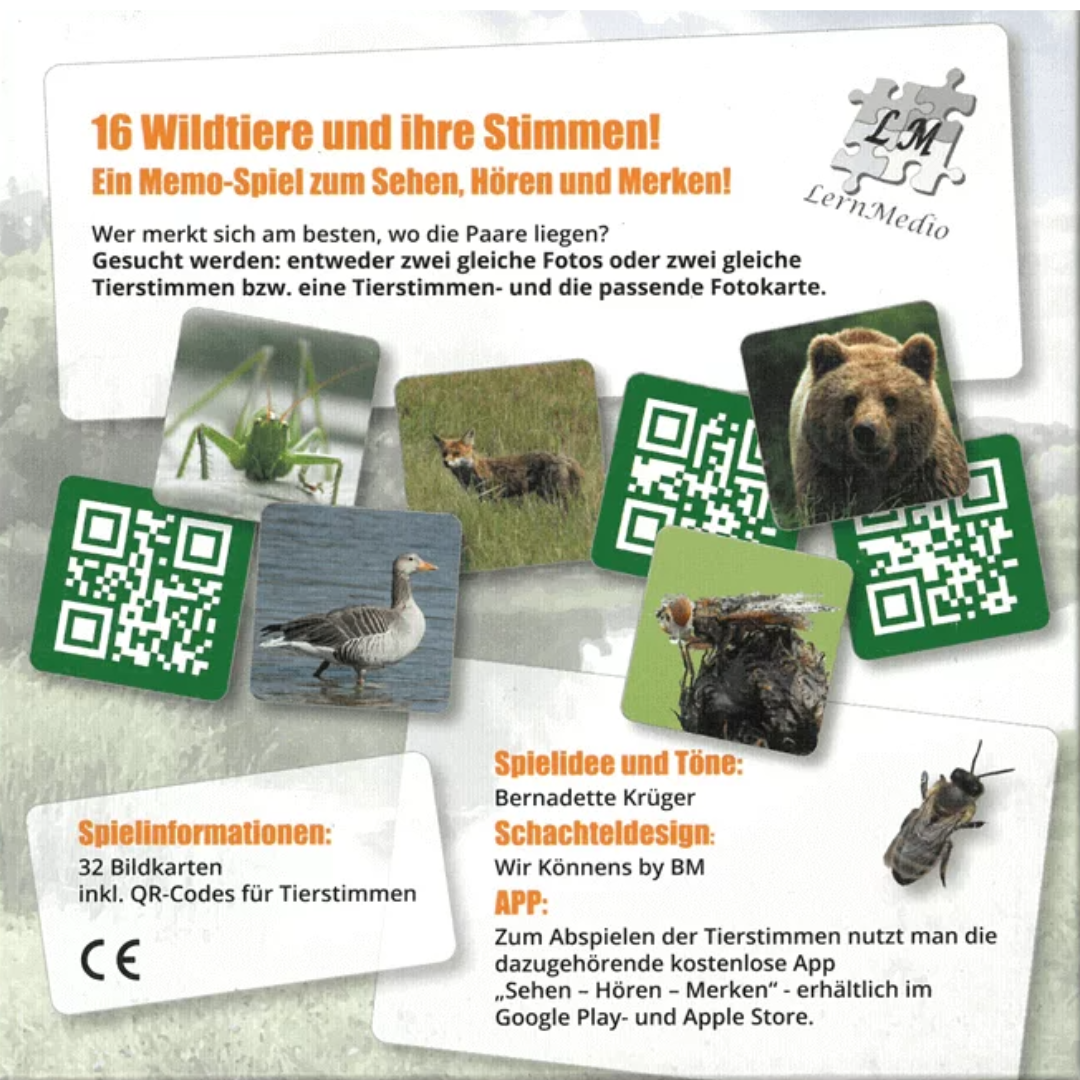 Memory-Spiel "Wildtiere und ihre Stimmen" mit App