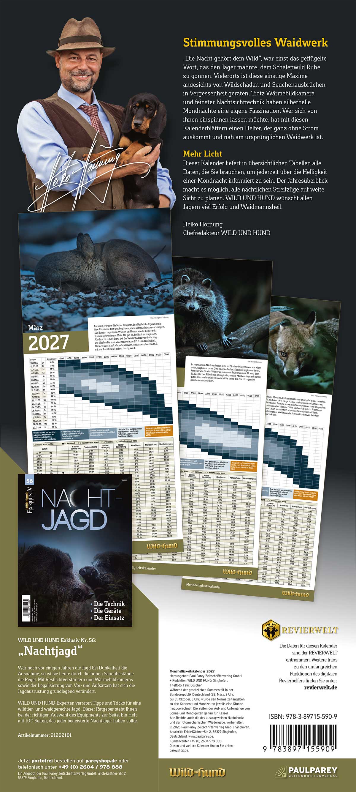 WILD UND HUND Edition: Mondhelligkeitskalender 2027 - Rückseite