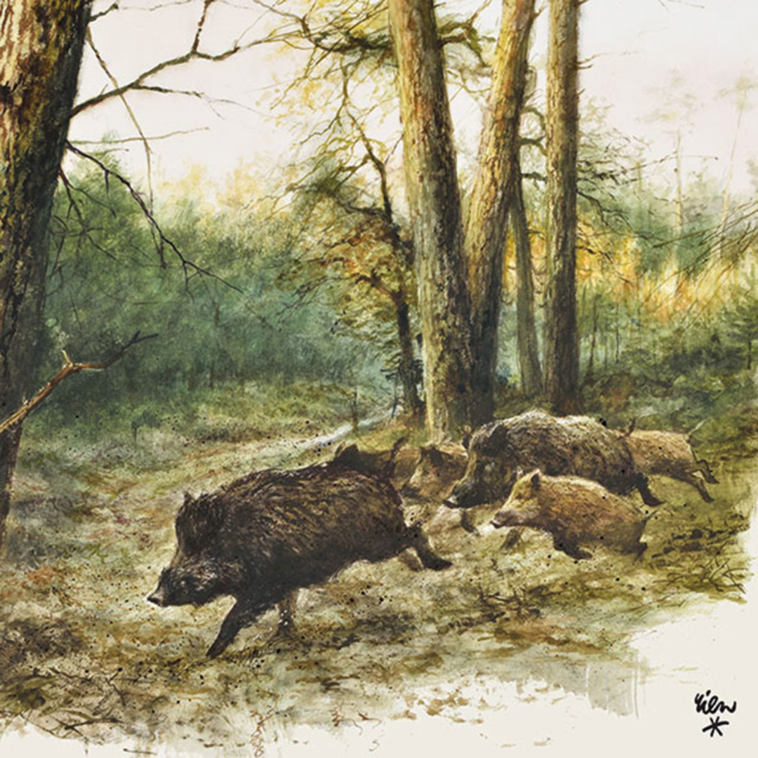 Servietten Rien Poortvliet "Sauen im Wald"