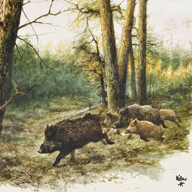 Servietten Rien Poortvliet "Sauen im Wald"