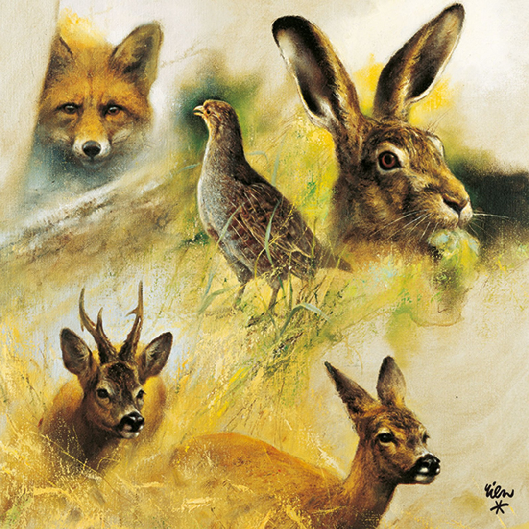 Servietten Rien Poortvliet "Tierskizzen"
