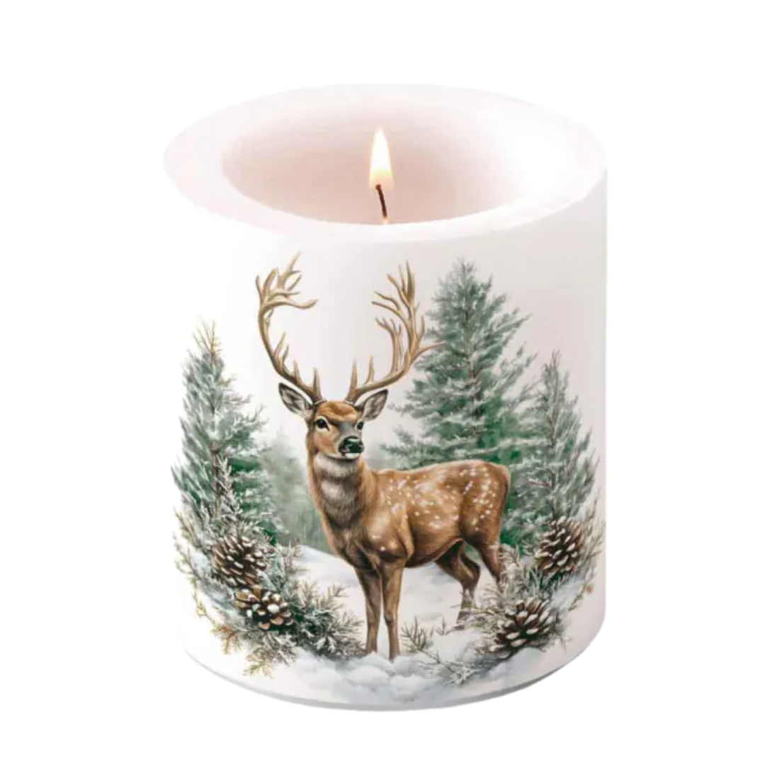 Stumpenkerze Winterhirsch
