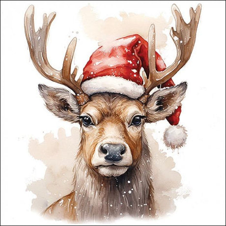 Servietten Hirsch mit Weihnachtsmuetze